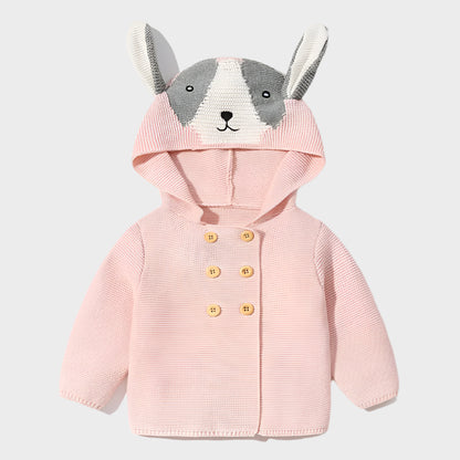 Knitted Hooded Cartoon Cardigan