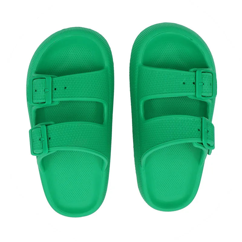 Soft Cloud Beach Slippers With Double Buckle