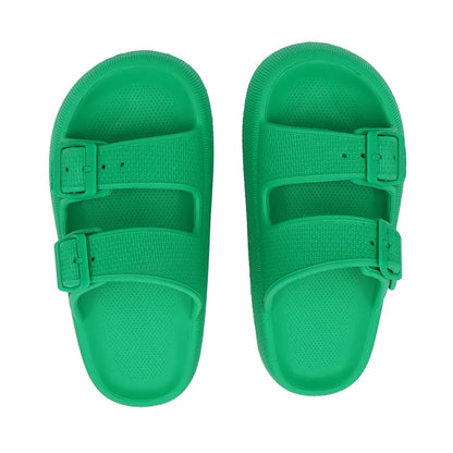 Soft Cloud Beach Slippers With Double Buckle