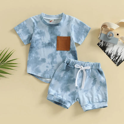 2 Piece Set Summer Fashion Tie-dye Suit