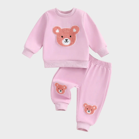 2 Piece Bear Embroidered Set