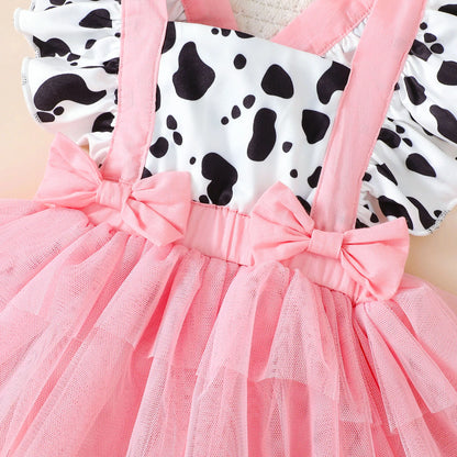 Short Puff Sleeve Dress with Bow Headband
