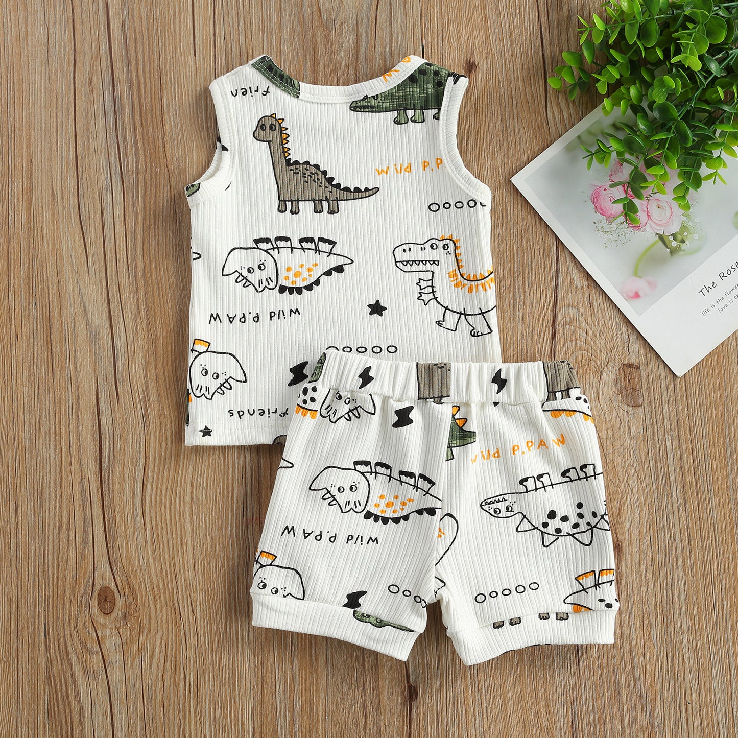 2 Piece Summer Sleeveless Dinosaur Set