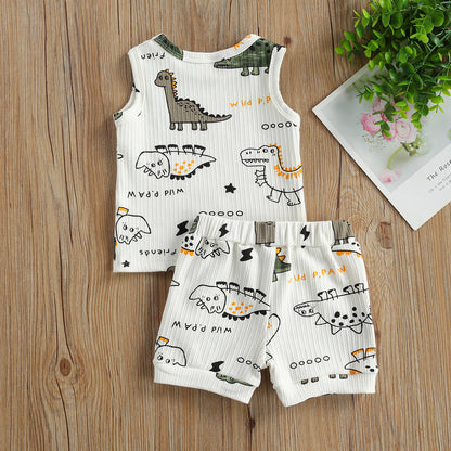 2 Piece Summer Sleeveless Dinosaur Set