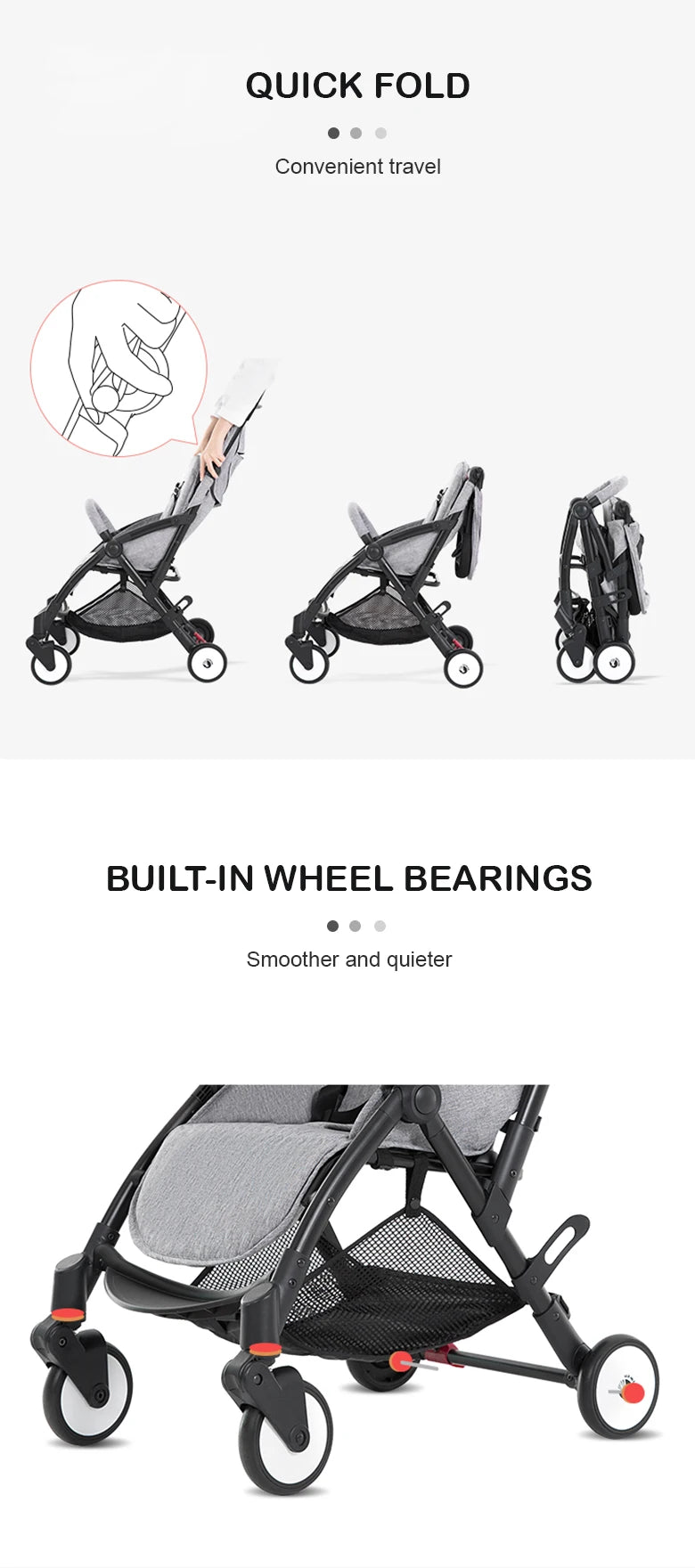 Poussette de voyage compacte avec pliage automatique