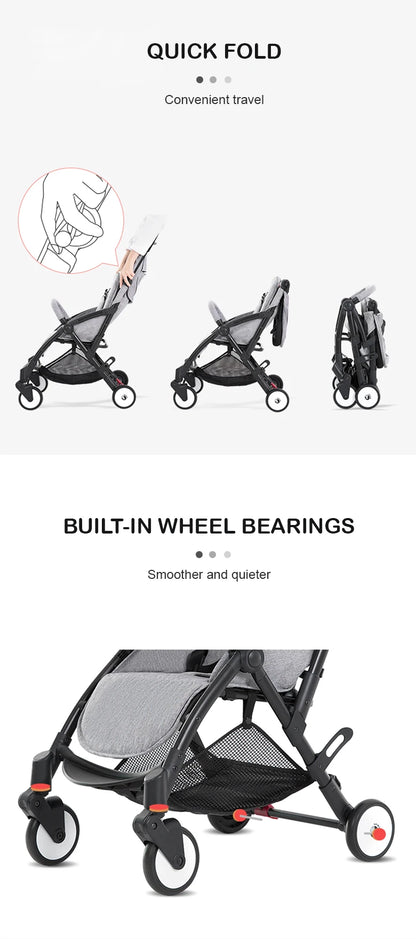 Poussette de voyage compacte avec pliage automatique