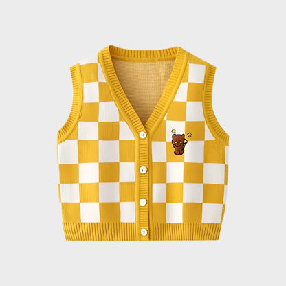 Breasted Bear Knitted Cherry Vest Knitwear