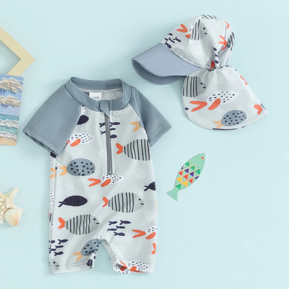 Fauna Fish Swimwear Romper with Hat