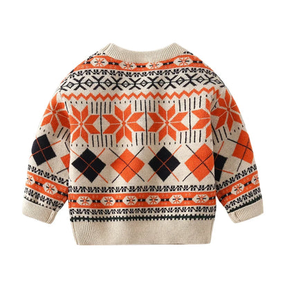 Workmanship™ Checkered Snowflake Long Sleeve Knitted Sweater