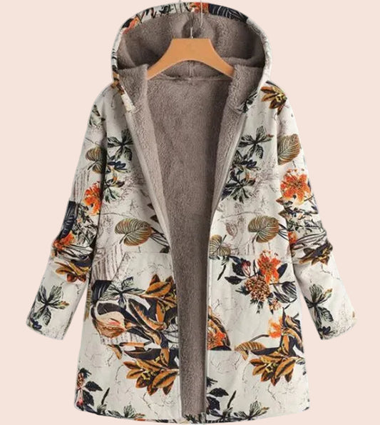 New Winter Warm Floral Hooded Jacket