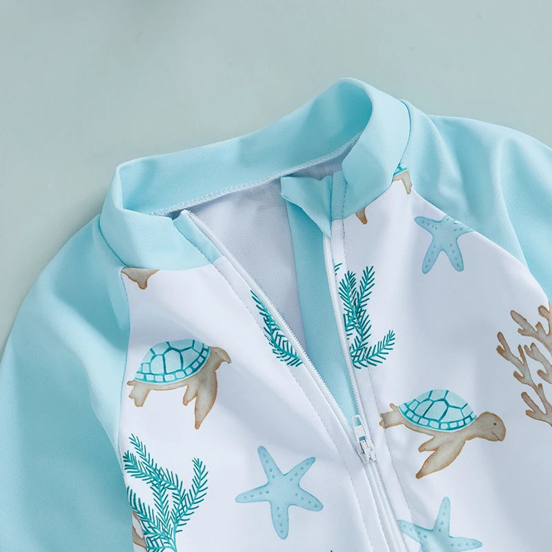 2 Piece Floral Fauna Rush Guard Swimwear