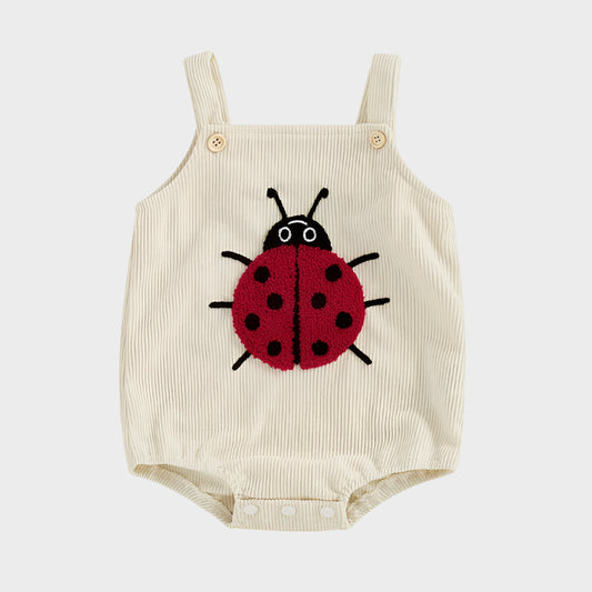 Combinaison sans manches brodée avec coccinelle, abeille et fruits