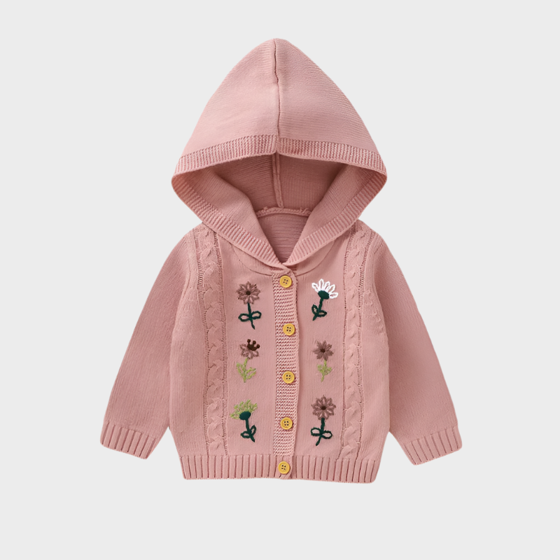 Floral Hooded Knitted Sweater