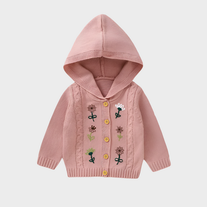 Floral Hooded Knitted Sweater