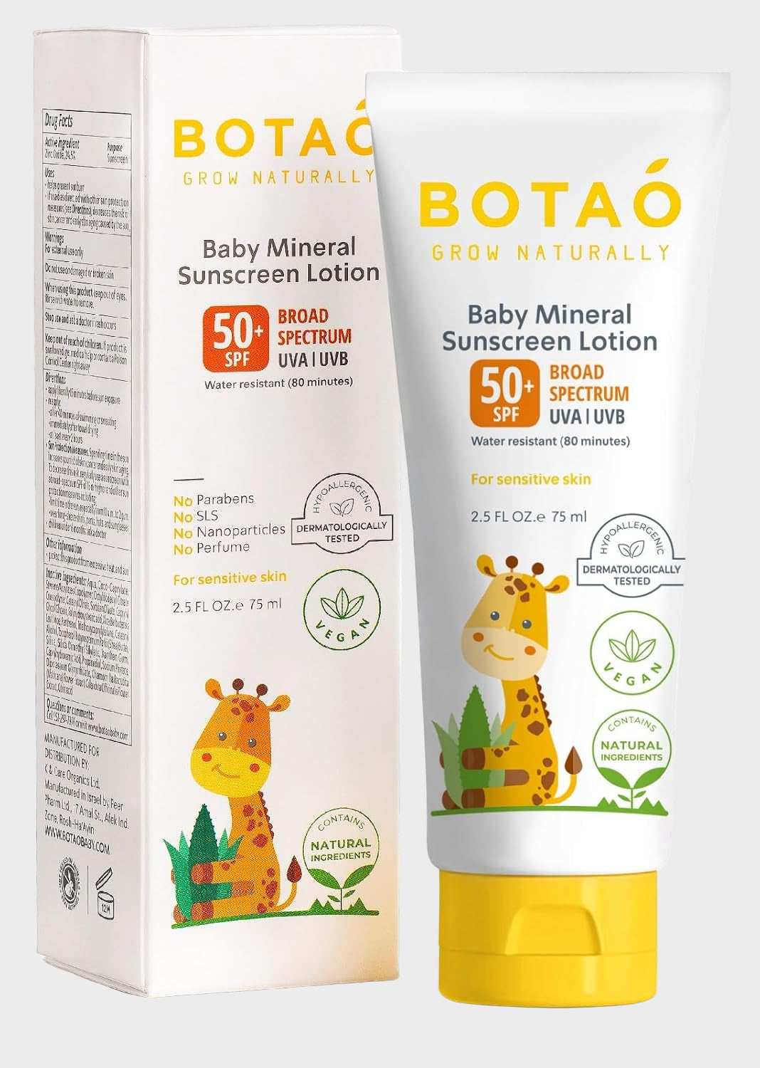 Baby 100% Mineral Zinc Oxide Baby Sunscreen – Safe Natural Sunblock Lotion for Babies: SPF50 Broad Spectrum UVA Uvb,For Sensitive Skin Baby Face Body Protection, Sunblock Cream 2.5 Oz