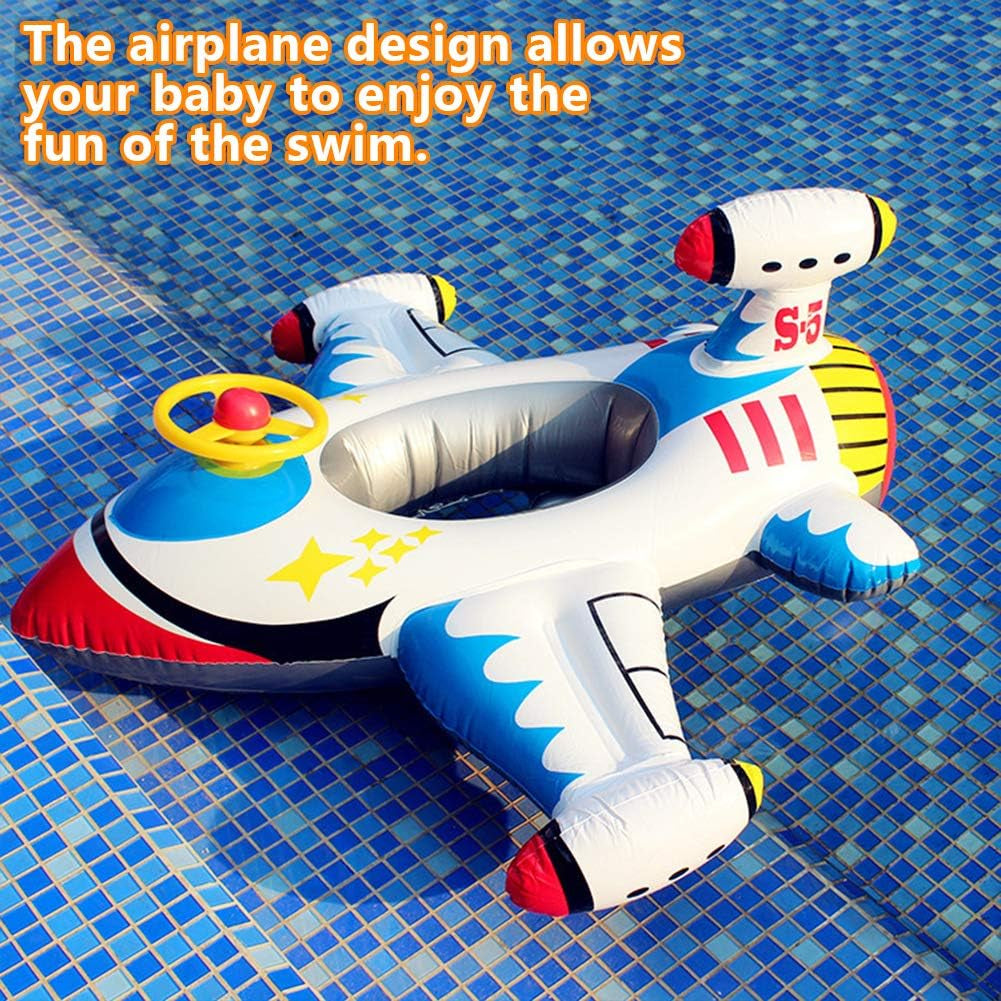 Baby Pool Float Swimming Float Boat with Steering Wheel Horn for Kids Toddlers Age 1-4 Boys Girls Inflatable Ride-Ons Summer Pool Swim Ring Beach Supplies