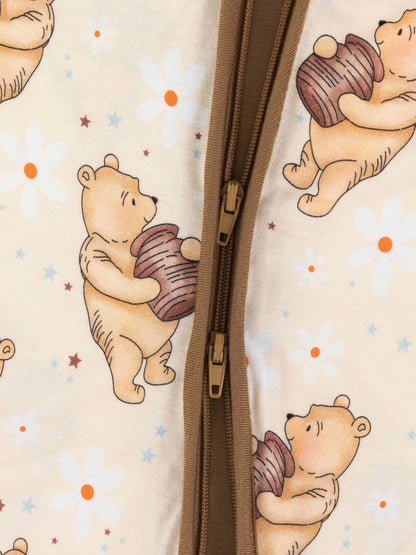 Short Sleeve Cartoon Bear & Honey Pattern