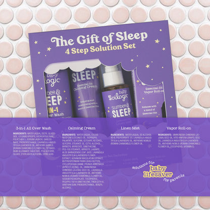 , the Gift of Sleep, Baby Sleep Bundle Using Essential Oils, Essential Oil Roll on .2 Oz, All-Over Wash 9 Oz, Calming Cream 5 Oz, Linen Mist, 4 Oz
