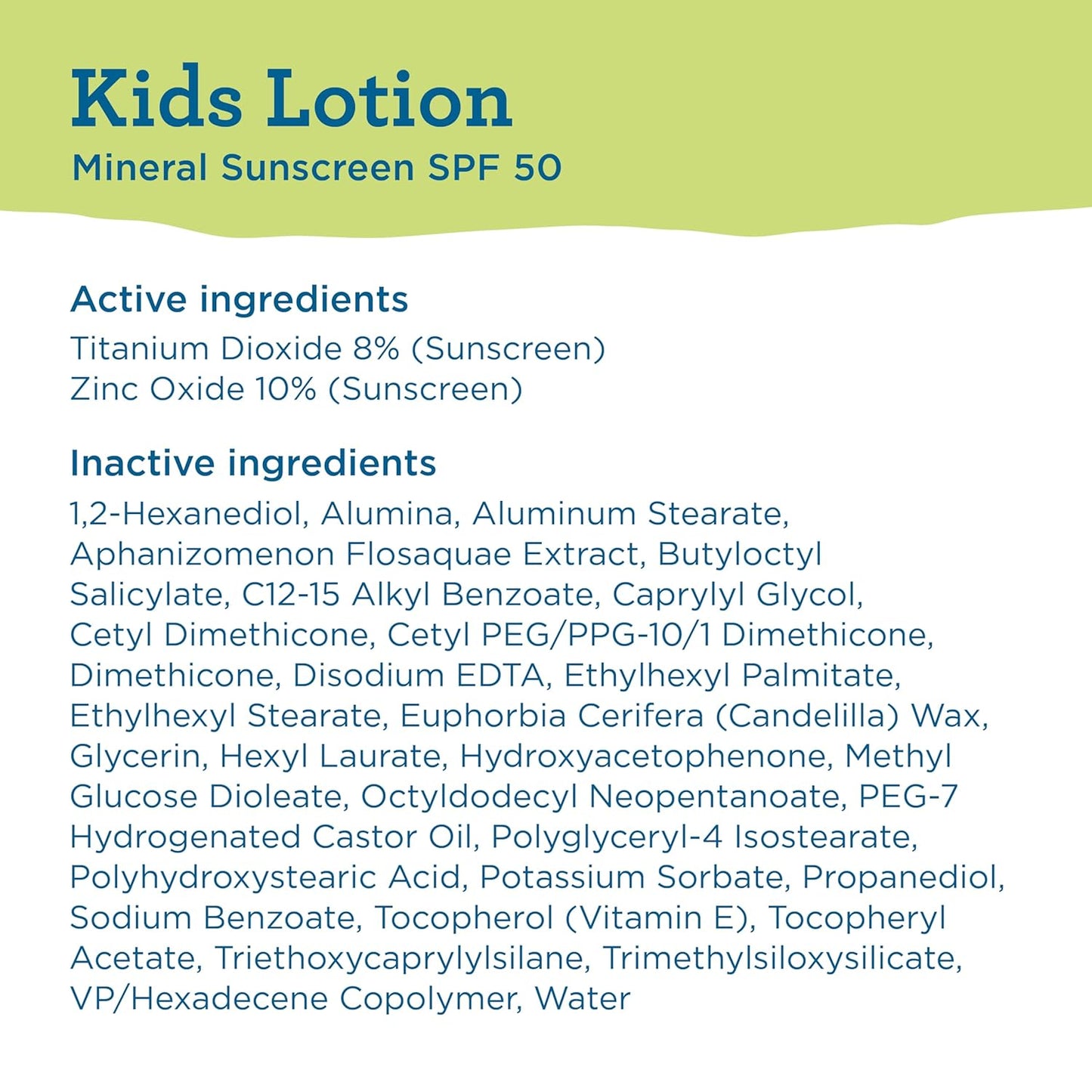 Kids Mineral SPF 50 Sunscreen Lotion, 100% Mineral, Children’S Sunscreen, Water-Resistant Formula, Paraben-Free, Fragrance-Free, 5 Fl Oz