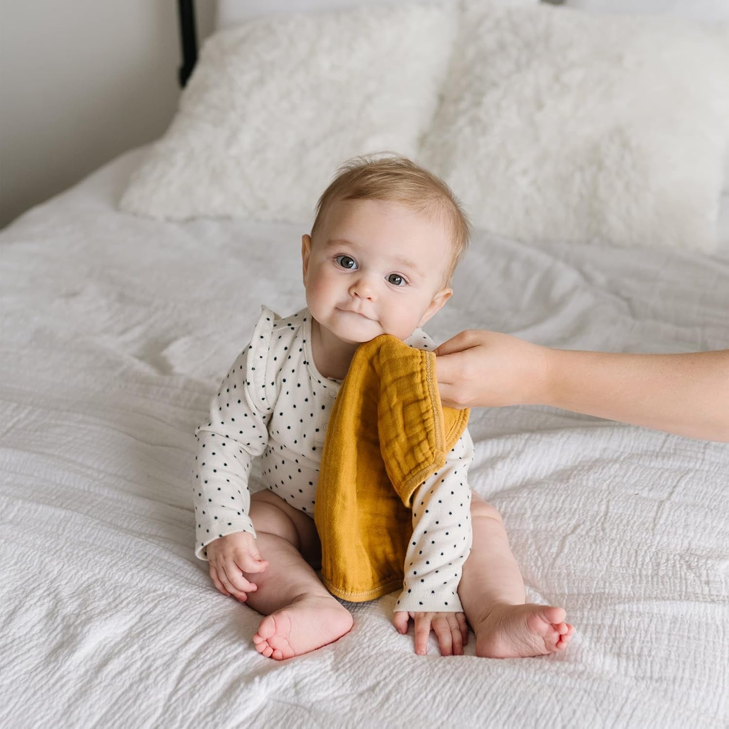 Muslin Baby Washcloths for Newborn - Premium Wash Cloths for Babies, Super Absorbent and Ultra Soft Rayon Made from Bamboo, 6 Layer Baby Girl and Baby Boy Washcloths, 5 Piece Set