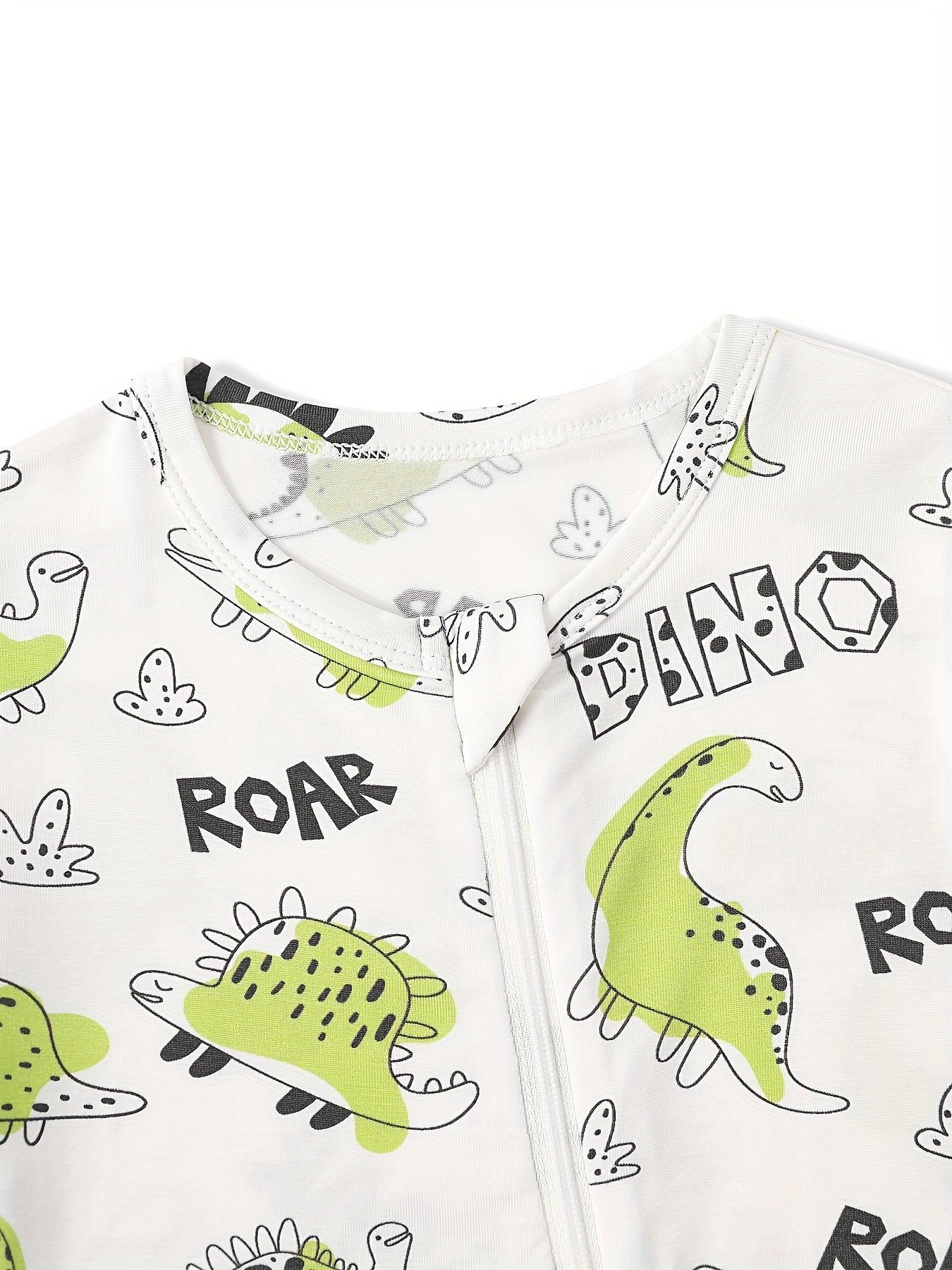 Zip-Up Short-Sleeved Dinosaur Romper