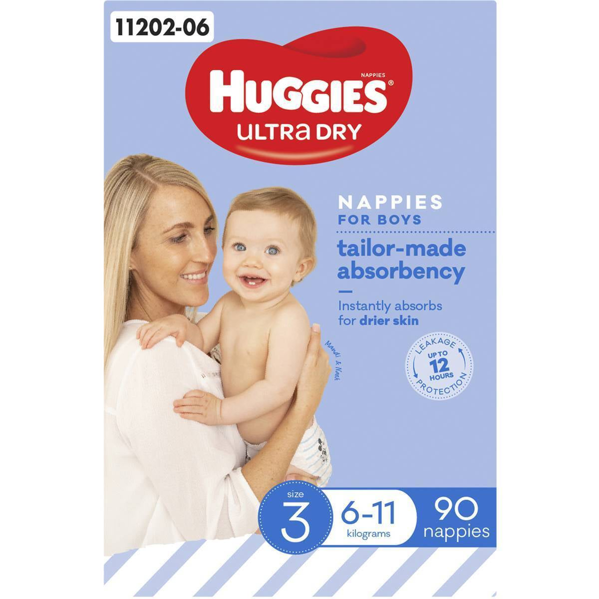 Huggies Ultra Dry Nappies Boys Size 3 (6-11Kg) 90 Pack