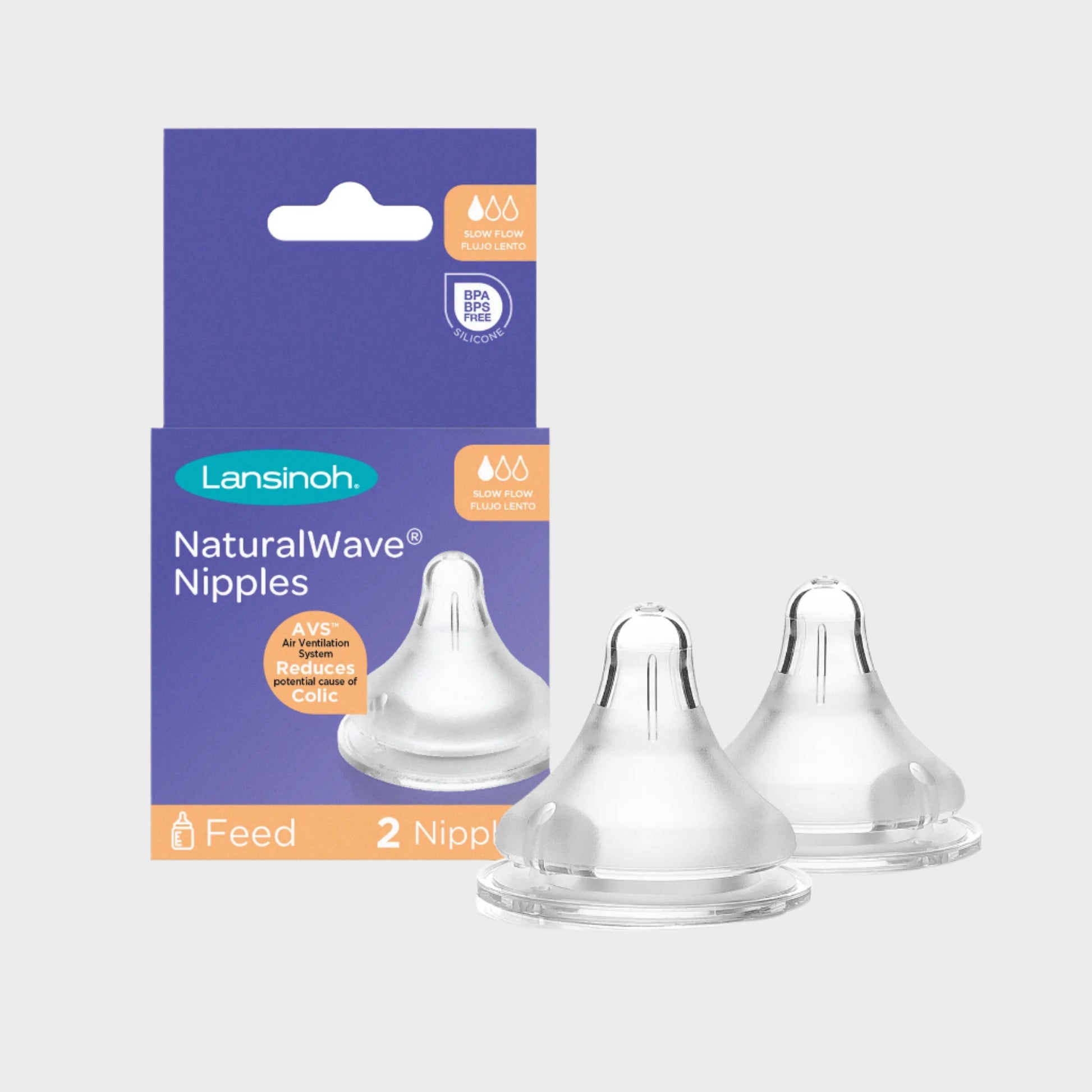 Naturalwave Baby Bottle Nipples, Slow Flow, 2 Ct