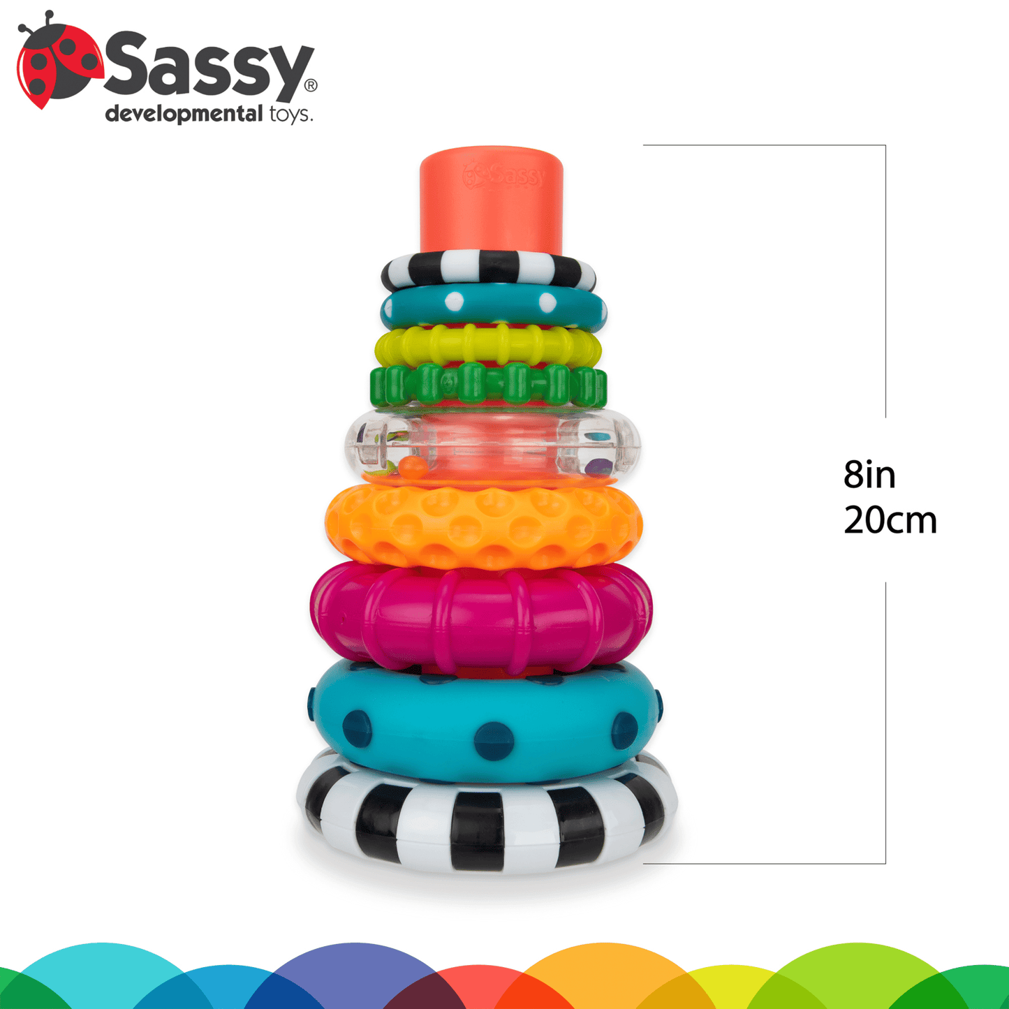 Stacks of Circles Stacking Ring STEM Learning Toy, 9 Piece Set, Ages 6 Months and Up