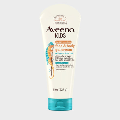 Kids Face and Body Gel Cream Lotion for Sensitive Skin, 8 Oz