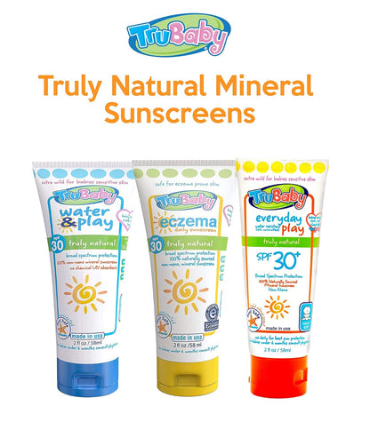 Trubaby Everyday Play SPF 30+ UVA/UVB Reef Safe Sunscreen Lotion, Mineral Based, Safe for Face & Body 2 Oz
