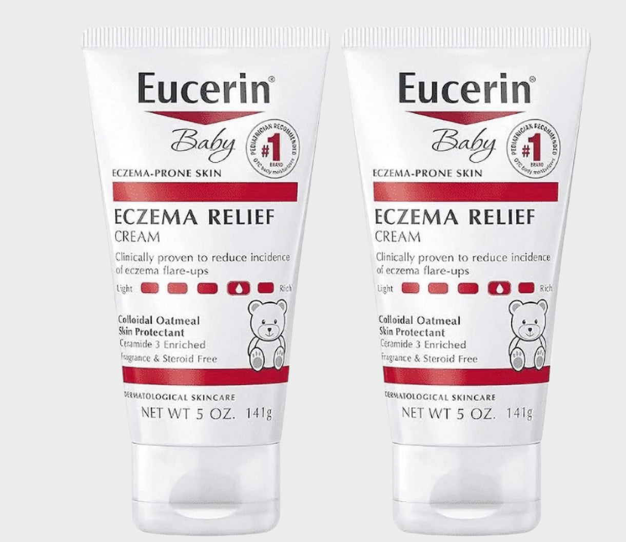 Baby Eczema Relief Body Cream - Steroid & Fragrance Free for 3+ Months of Age - 5 Oz. Tube (Pack of 2)