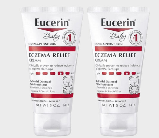 Baby Eczema Relief Body Cream - Steroid & Fragrance Free for 3+ Months of Age - 5 Oz. Tube (Pack of 2)