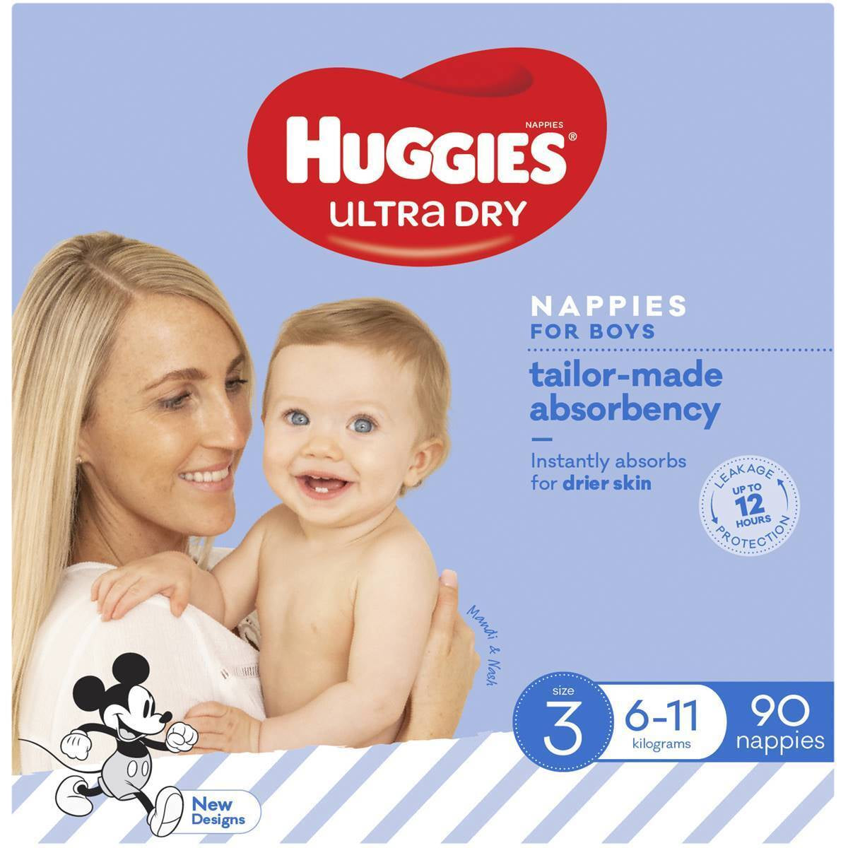 Huggies Ultra Dry Nappies Boys Size 3 (6-11Kg) 90 Pack