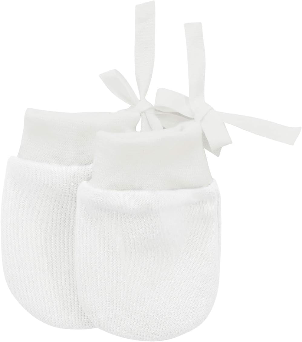 Baby Mittens 0-6 Months Cotton Newborn Mittens No Scratch Mittens for Baby Girls Boys Infant Mittens a 4 Pairs White 0-12 Months