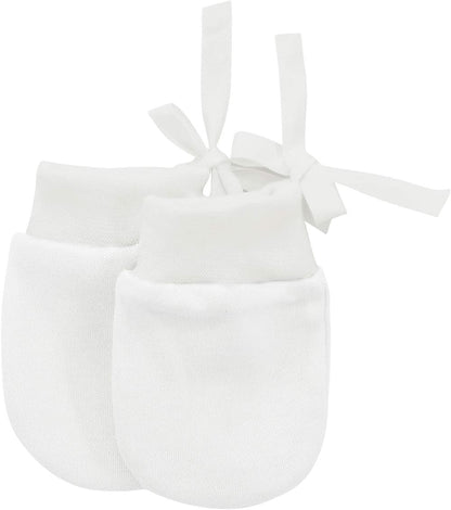 Baby Mittens 0-6 Months Cotton Newborn Mittens No Scratch Mittens for Baby Girls Boys Infant Mittens a 4 Pairs White 0-12 Months