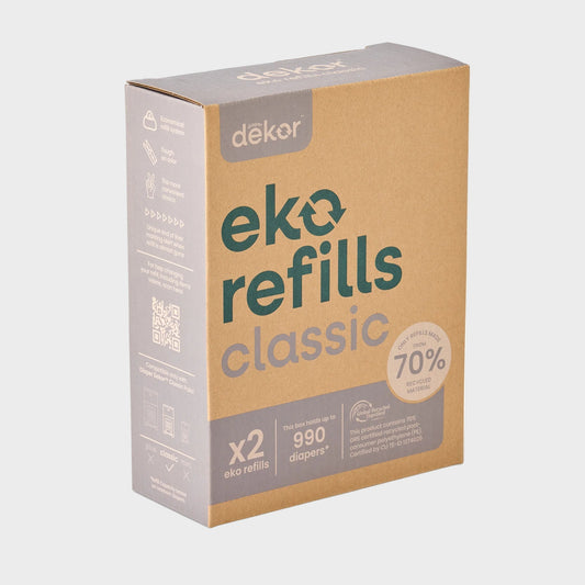 Diaper  Eko Classic Refills, 2 Count | ONLY Eco-Friendly Diaper Pail Refills Made with 70% Recycled Materials | Quicker, Easier & More Cost Effective than Trash Bags