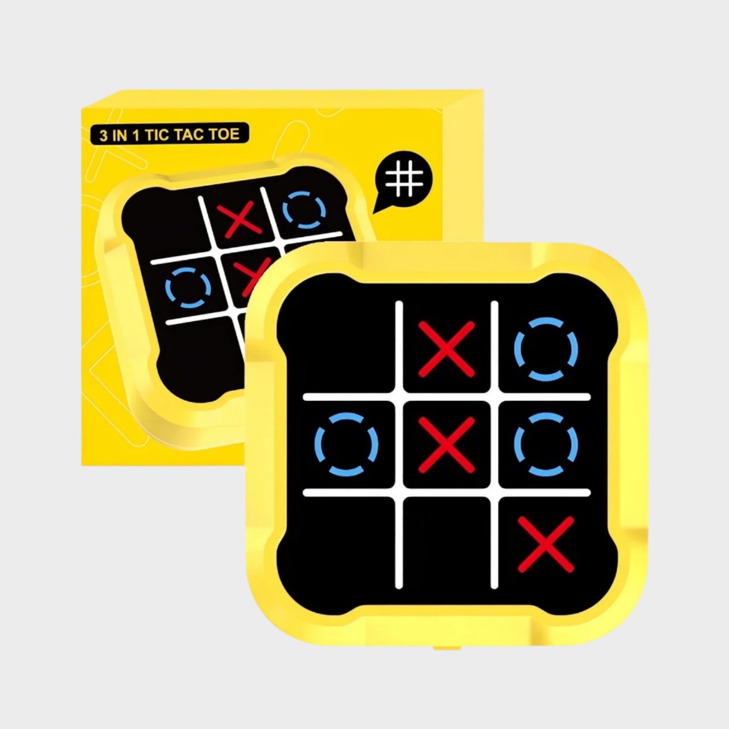Electronic Tic Tac Toe Game, 3-In-1 Handheld Digital Puzzle Game Console, Portable Learning Travel Toys, Ideal Gift for Kids of All Ages, Yellow